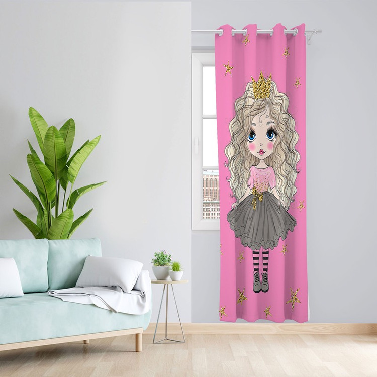پرده مدل اتاق کودک دخترانه مخمل پانچی کد 1005 سایز 140x200 سانتی متر