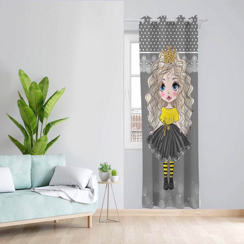پرده طرح اتاق کودک مدل مخمل پانچی کد 1601 z سایز 140x200 سانتی متر