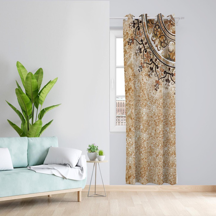 پرده طرح پتینه و گل مدل مخمل پانچی کد 1232سایز 140x200 سانتی متر