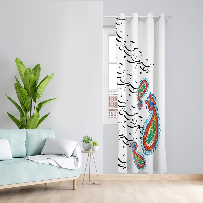 پرده طرح شعر مدل مخمل پانچی کد 1366 سایز 140x200 سانتی متر