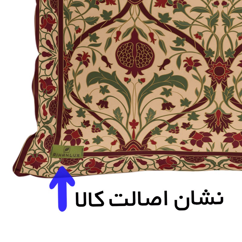 کاور کوسن ریحانلوکس مدل شکوفه انار کد RH130 سایز 4343 سانتی متر