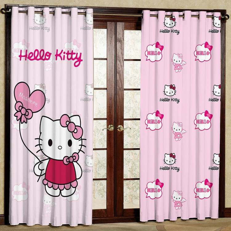 پرده مدل عروسک kitty مخمل پانچی کد 1188L سایز 140x280 سانتی متر