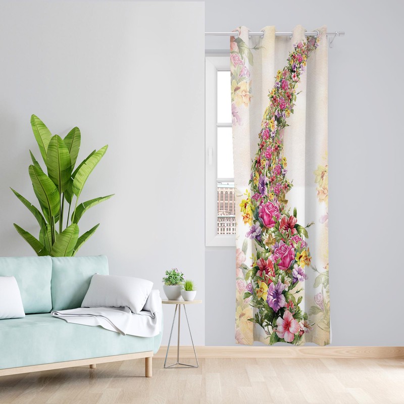 پرده مدل مخمل پانچی طرح گل کد 1034 سایز 140x200 سانتی متر