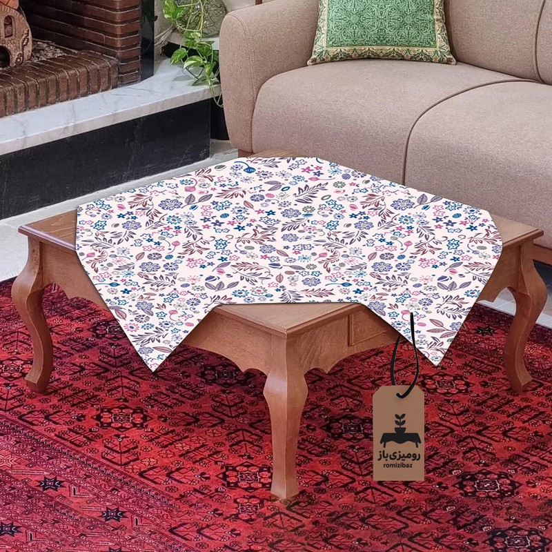 ست رومیزی 4 تیکه رومیزی باز مدل گل و برگ کد 11053
