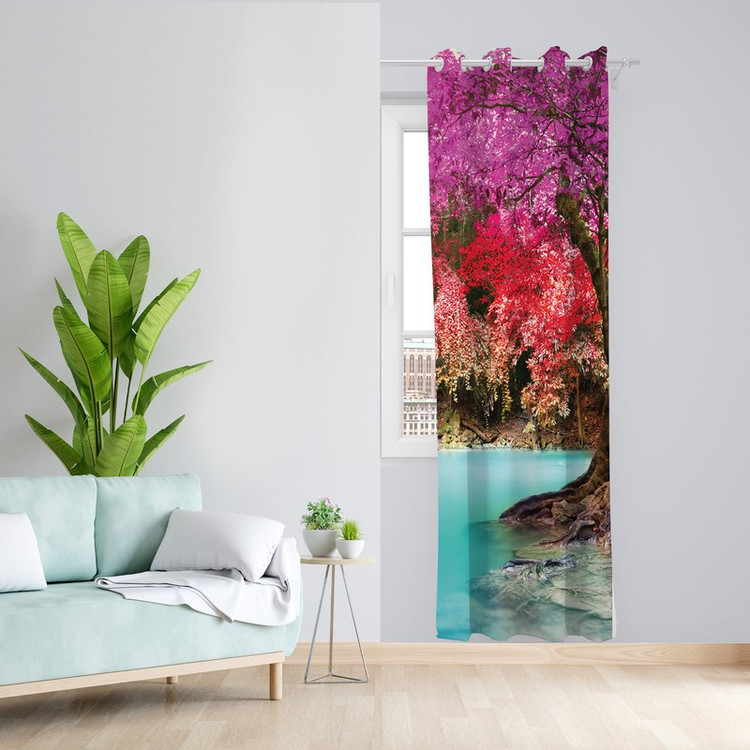 پرده طرح منظره مدل مخمل پانچی کد L 1369L Z سایز 140x200 سانتی متر