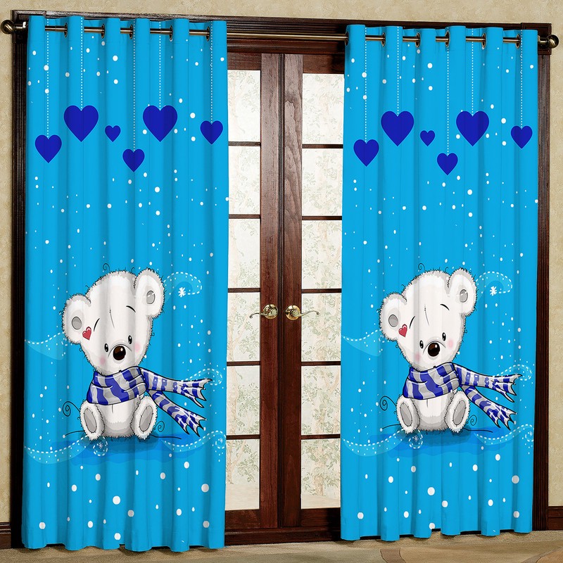 پرده مدل خرس و آویز قلب مخمل پانچی کد 4421 سایز 200x140 سانتی متر