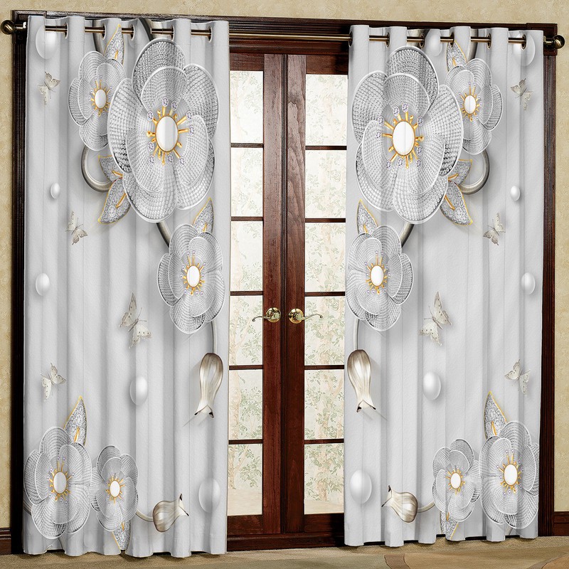 پرده بارمان دکور طرح گل مدل هازان پانچی کد 78-4577 W سایز 140x280 سانتی متر