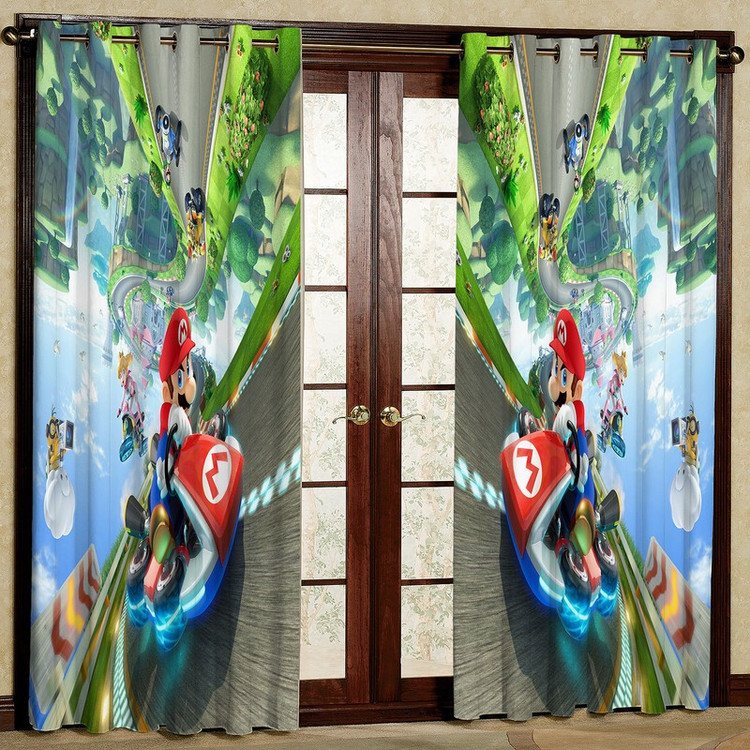 پرده مدل کارتون سوپر ماریو مخمل پانچی کد 936 سایز 140x280 سانتی متر