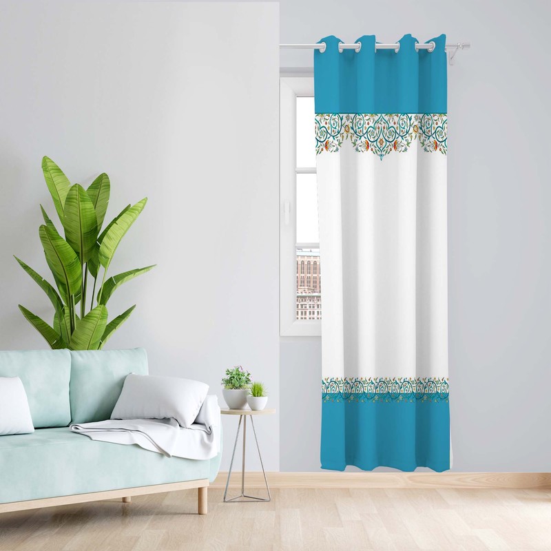 پرده طرح حاشیه دار مدل مخمل پانچی کد 5048 z سایز 140x200 سانتی متر