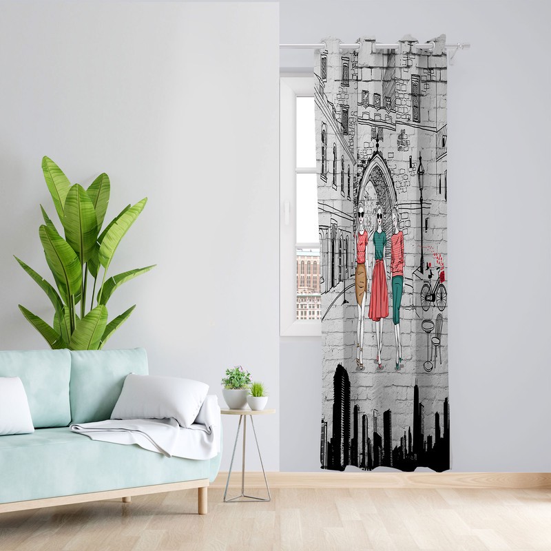 پرده مدل اتاق کودک مخمل پانچی طرح دخترانه کد 2677 سایز 140x280 سانتی متر