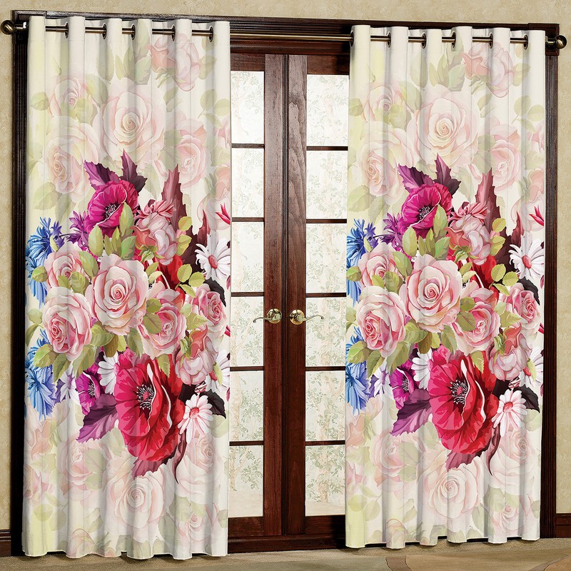پرده مدل گل دار مخمل پانچی کد 405 سایز 140x280 سانتی متر