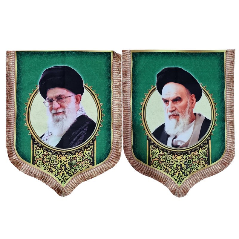 پرچم مدل امام خمینی (ره) و مقام معظم رهبری طرح دالبری بسته 2 عددی