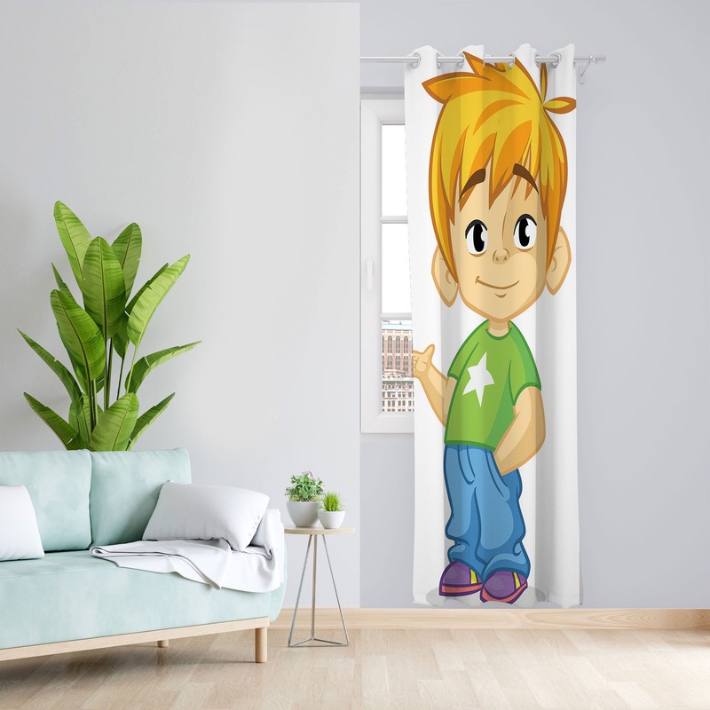 پرده مدل بچه پسر مخمل پانچی کد 2596 سایز 140x280 سانتی متر