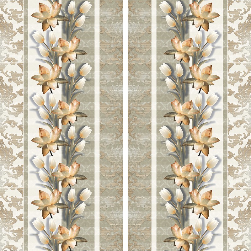 پرده مدل پانچی طرح گل لاله سایز 280x145 سانتی متر