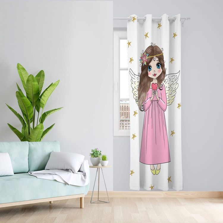 پرده مدل اتاق کودک مخمل پانچی طرح دخترانه کد m 4798a سایز 140x280 سانتی متر