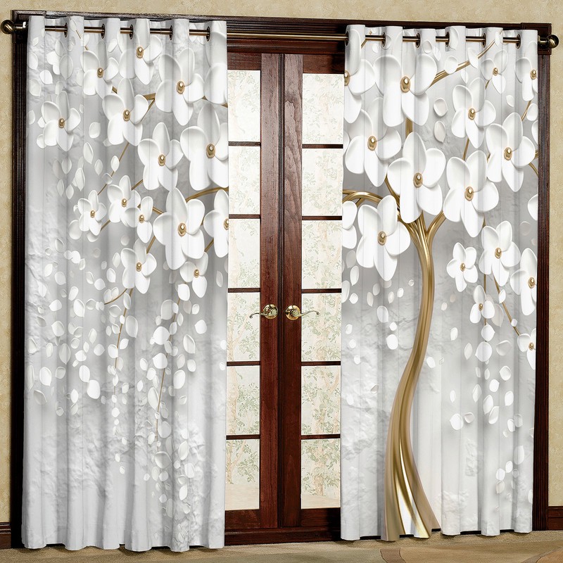 پرده مدل مخمل پانچی طرح گل کد 4357RT2 سایز 200x140 سانتی متر