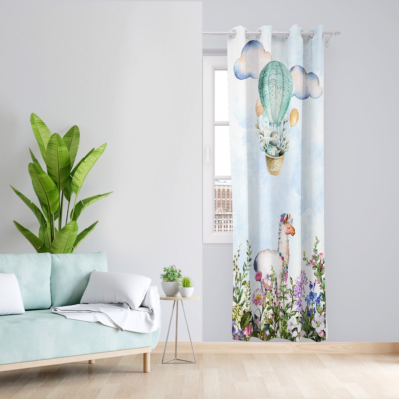 پرده طرح کودک بالن مدل مخمل پانچی کد 1890 z سایز 140x200 سانتی متر