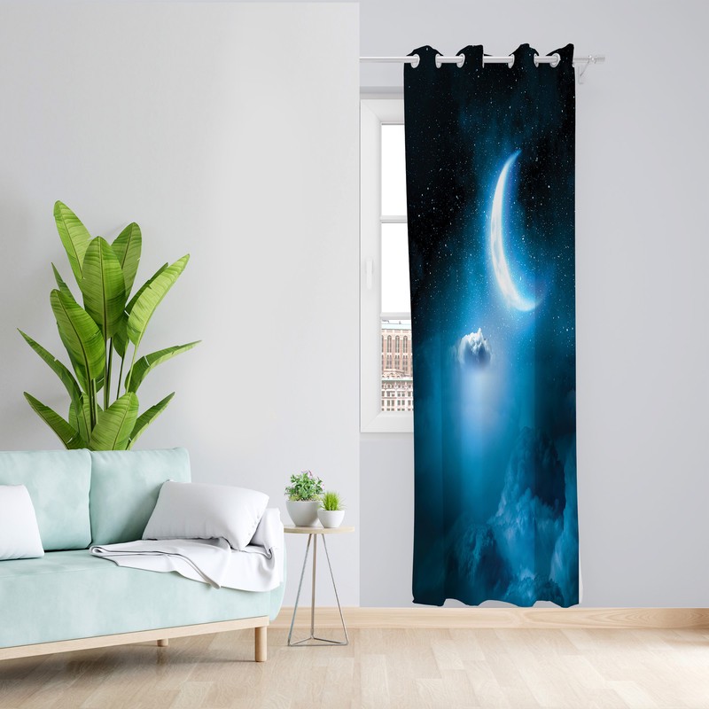 پرده طرح ماه مدل مخمل پانچی کد 2390 z سایز 140x200 سانتی متر