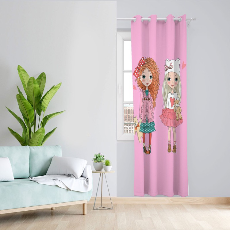 پرده مدل اتاق کودک دخترانه مخمل پانچی کد 1158 سایز 140x280 سانتی متر