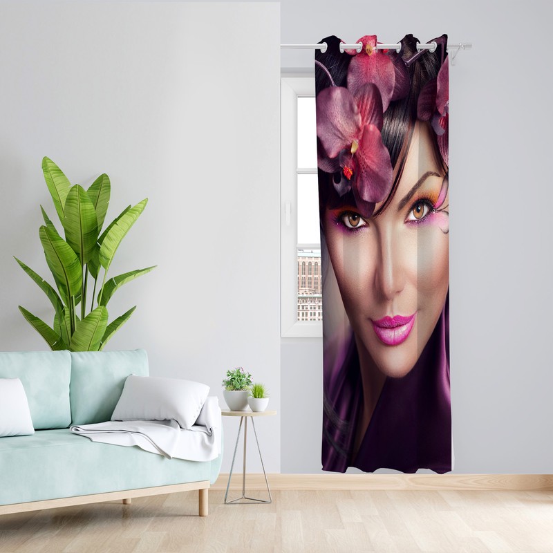 پرده طرح چهره مدل مخمل پانچی کد L 798 Z سایز 140x200 سانتی متر