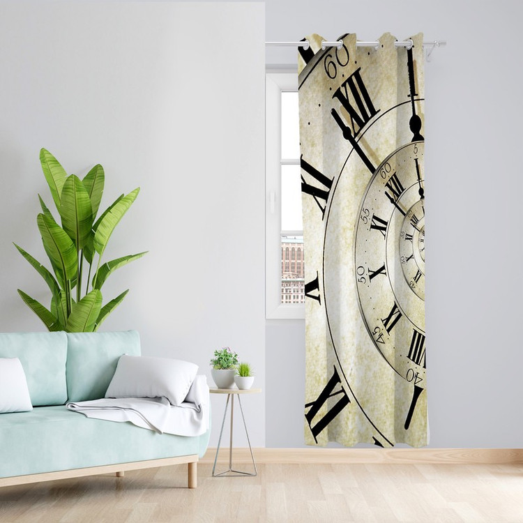پرده طرح ساعت مدل مخمل پانچی کد L 1010L L Z سایز 140x200 سانتی متر