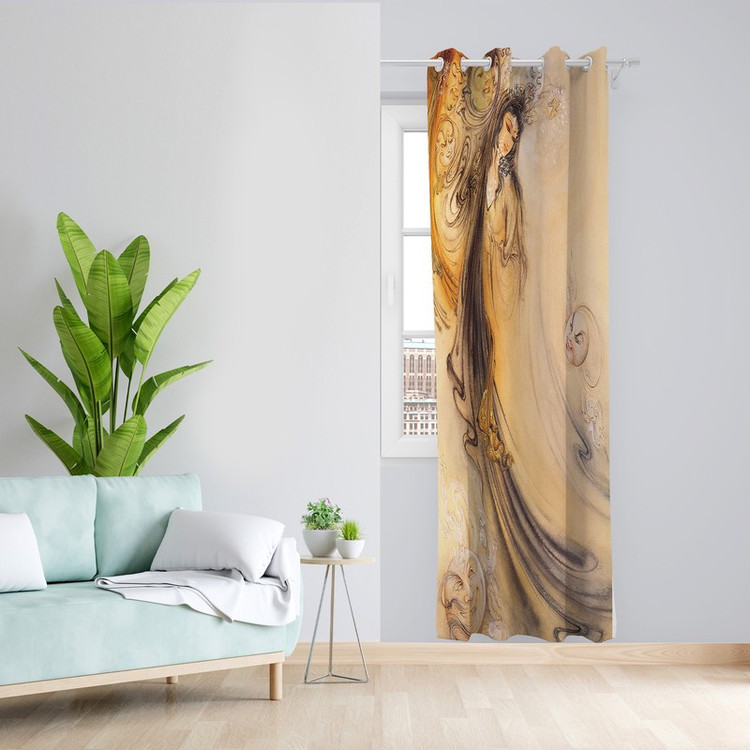 پرده طرح مینیاتور مدل مخمل پانچی کد L 802L Z سایز 140x200 سانتی متر