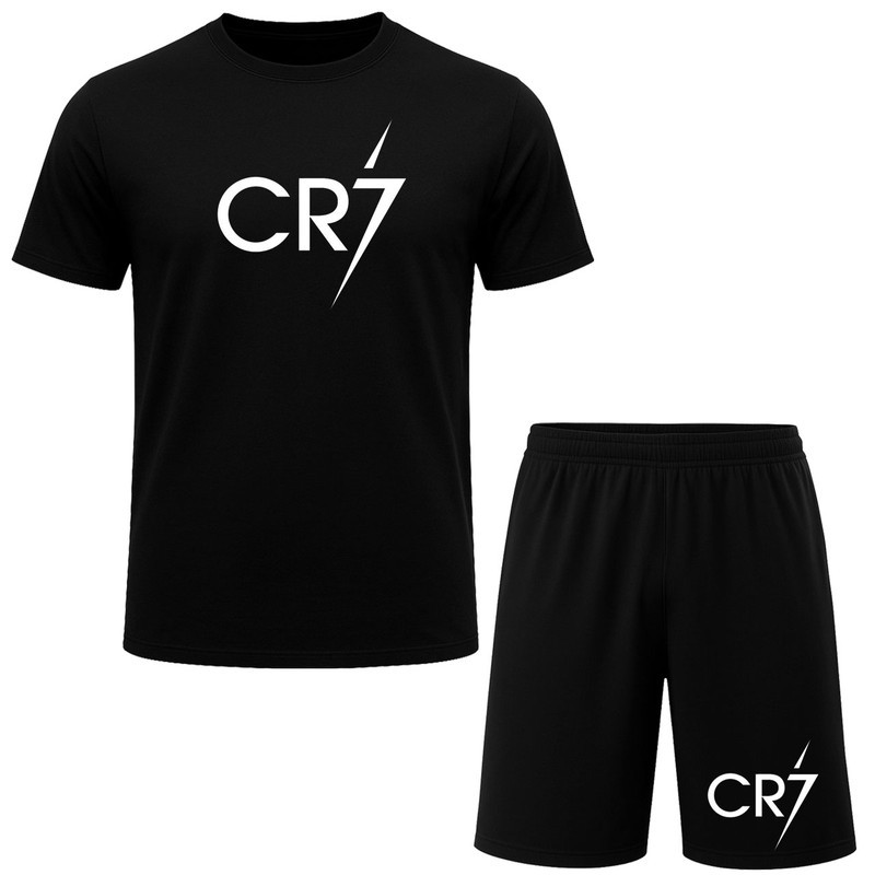 ست تی شرت آستین کوتاه و شلوارک راحتی مردانه مدل A112 CR7